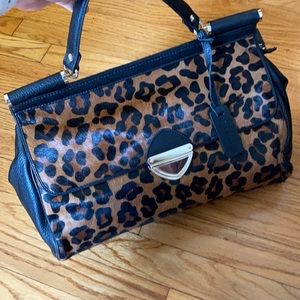 Leopard calf hair leather shoulder Bag